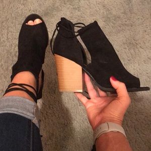 Strappy block heel bootie